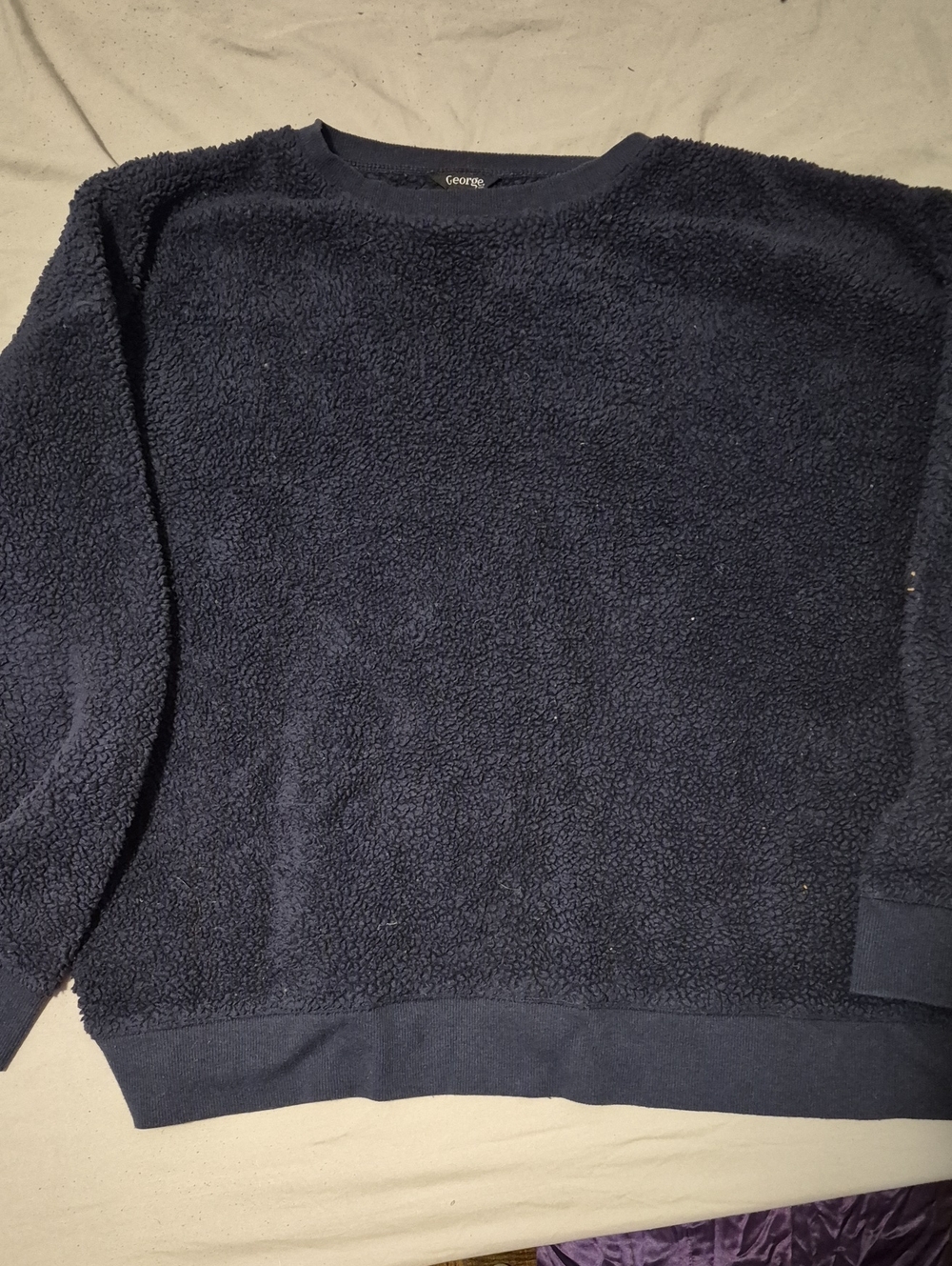 George Women's Dark Navy Sherpa Crewneck Pullover